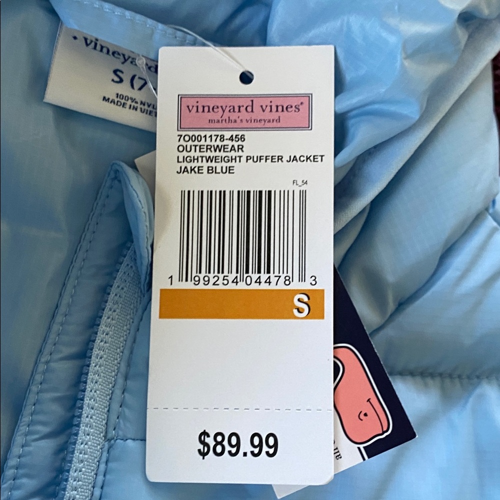 Vineyard Vines Girls' Sky Blue Hooded Puffer Jacket - Picture 4 of 6